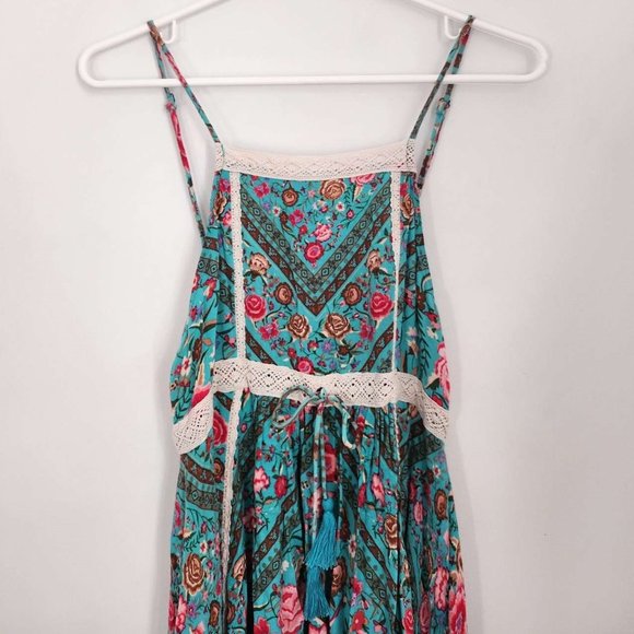 Spell Teal and Pink Floral Midi Dress ***Coming soon*** - Picture 6 of 16